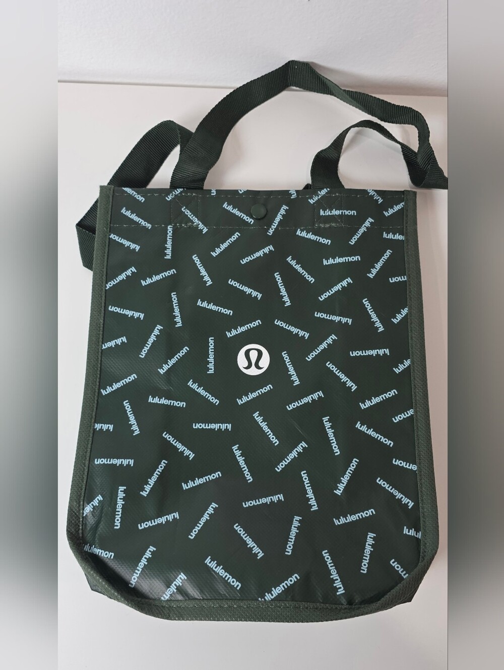 LULULEMON ATHLETICA Reusable Shopping Tote bag Dark Green White Logo